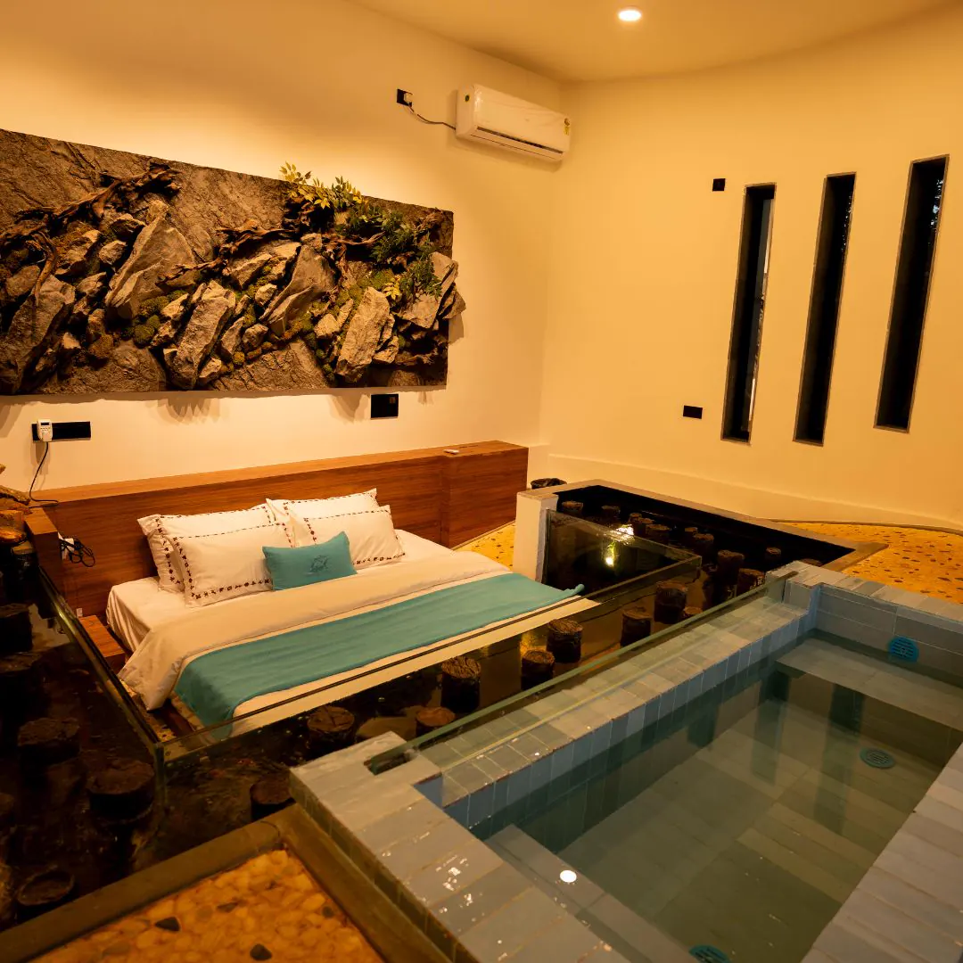 The Aqua — the bed beside the dip pool