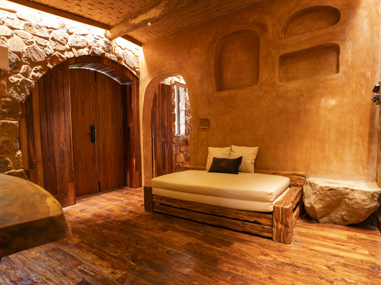 The Burrow — the round wooden door from inside
