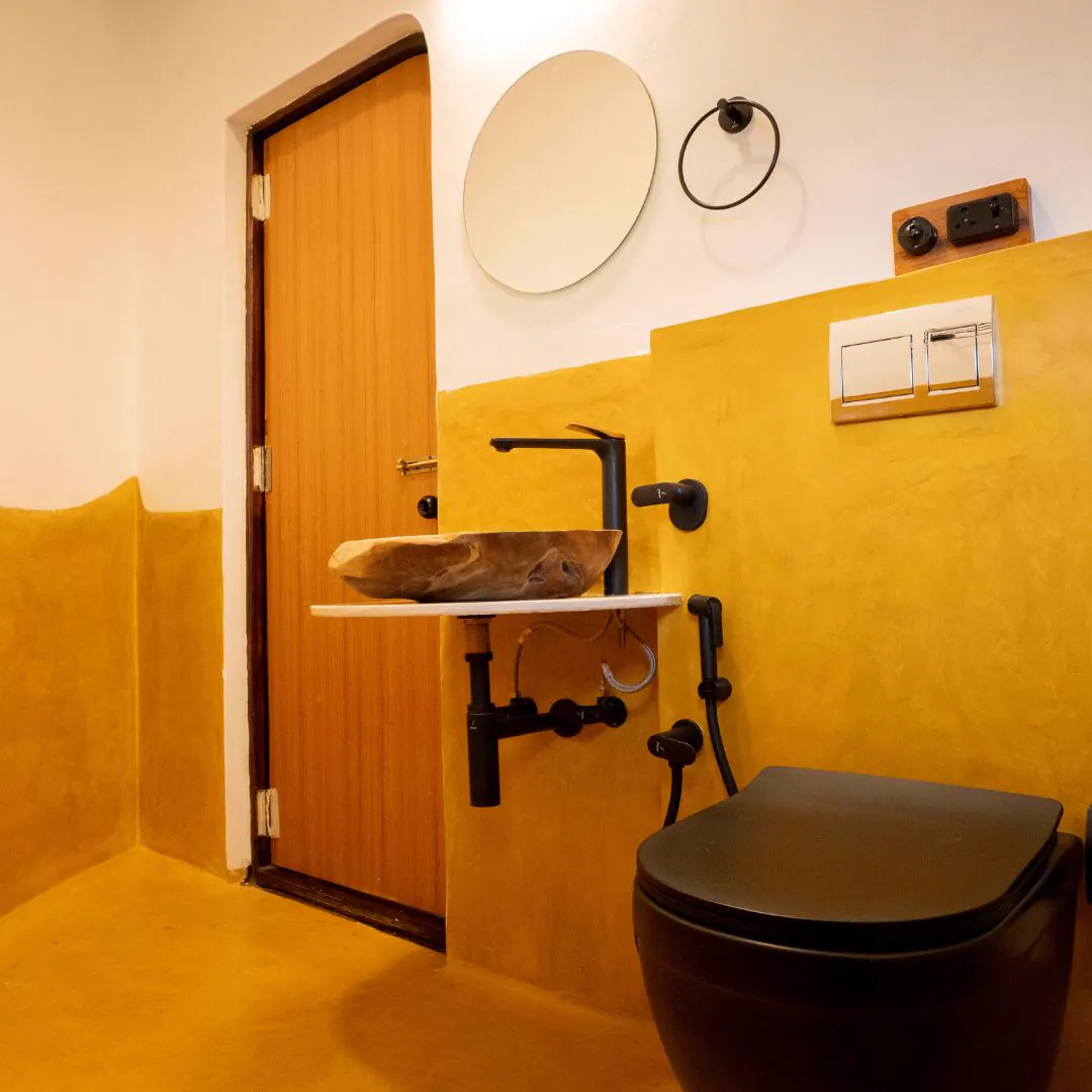 The Nest — the bathroom and its carved basin